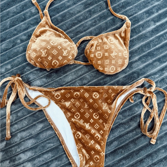 NEW Brown Monogram Bikini Set - Picture 2 of 3